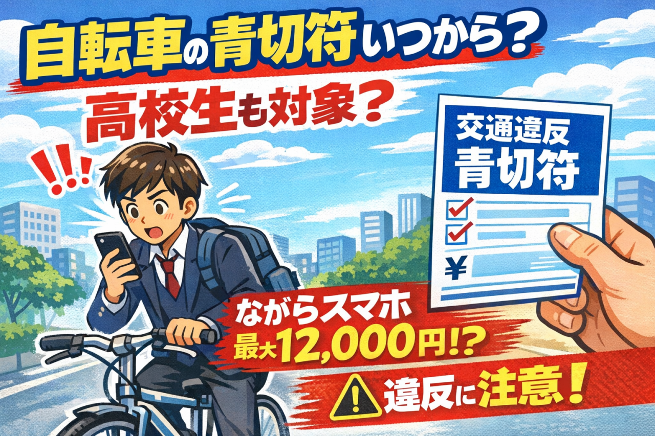 2026年4月1日から、改正道路交通法（2026年施行）により、自転車にも「青切符制度（交通反則通告制度）」が導入されます。